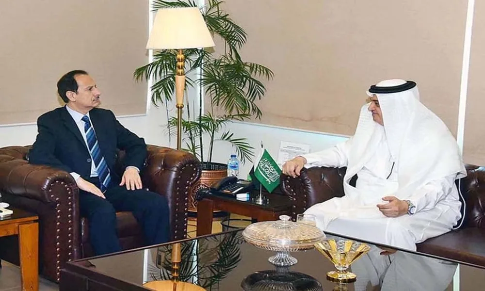 Left Right: Ambassador of Saudi Arabia, Nawaf Saeed Al Malkiy, and Caretaker Federal Minister for National Health Services and Regulations Dr Nadeem Jan.